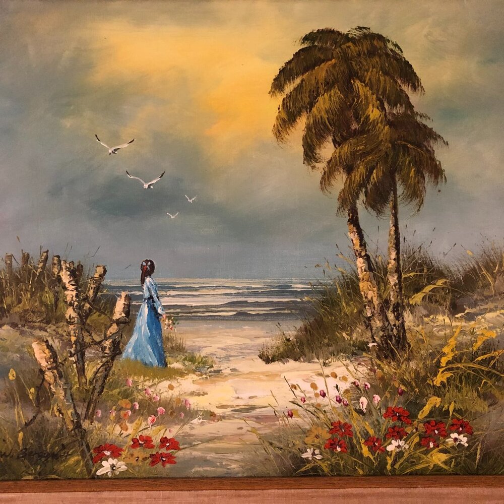 Acrylic Painting of Woman on Beach